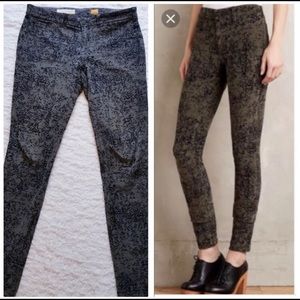 Anthro patterned corduroy fit pants